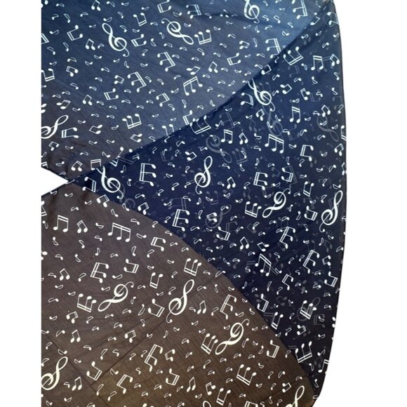2/$30 Navy Blue & White Music Note Pattern Neck Scarf 58" Long - Picture 3 of 6